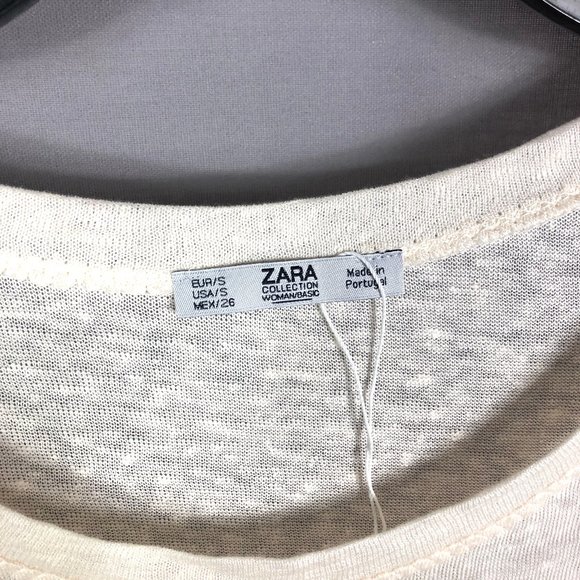 Zara Women's Oatmeal Linen Oversize Raw Hem Sleeve Shirt Size Small - Picture 3 of 9